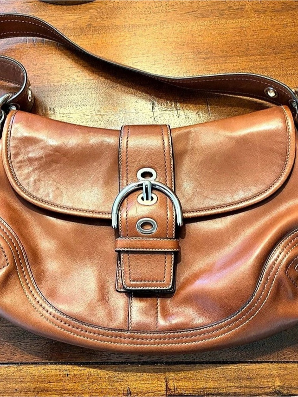 Coach Vintage Soho Buckle Flap brown leather Shoulder Bag